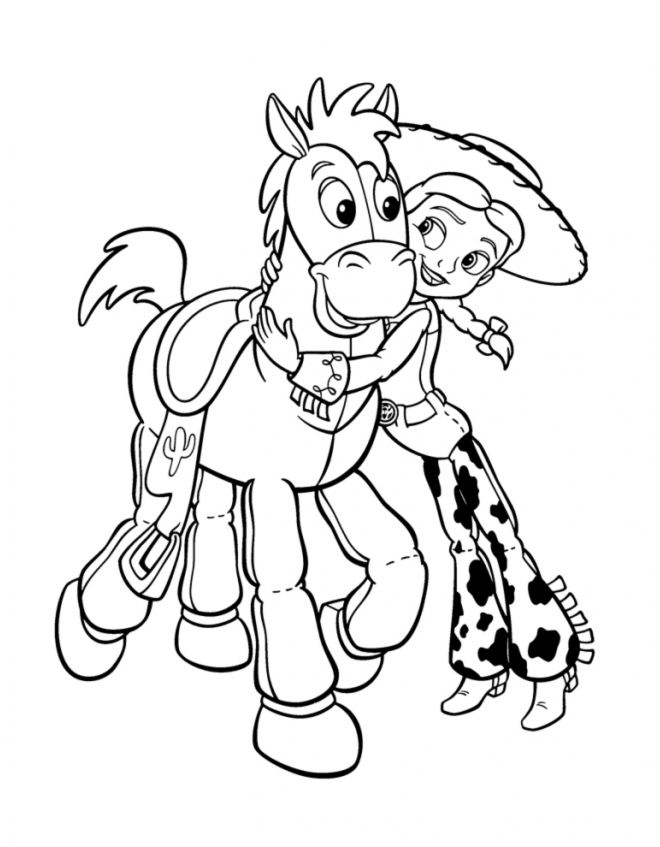 Coloriage de Woody et Buzz devant un décor de jouets