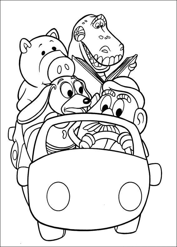 Coloriage de Woody et Buzz devant le décor coloré de Toy Story
