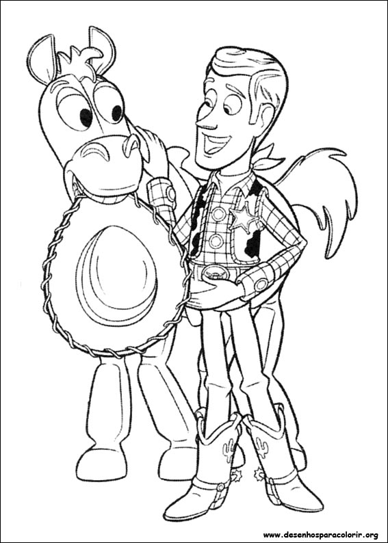 Coloriage de Woody et Buzz dans une scène de Toy Story