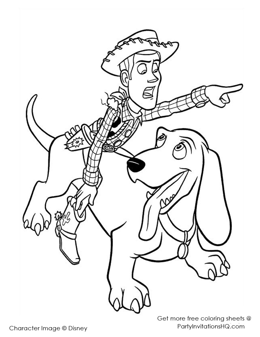 Coloriage de Woody et Buzz dans une scène de Toy Story