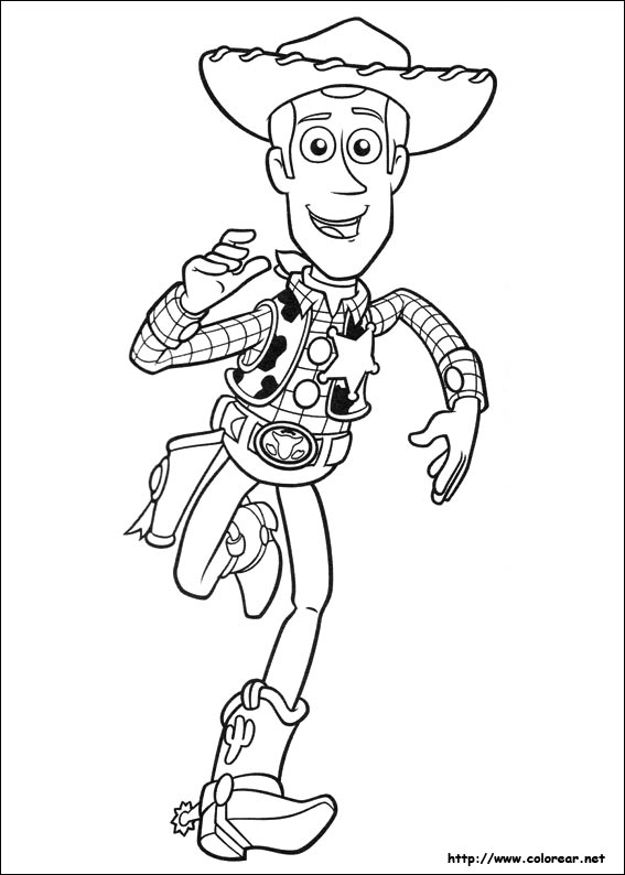 Coloriage de Woody et Buzz dans une scène de Toy Story