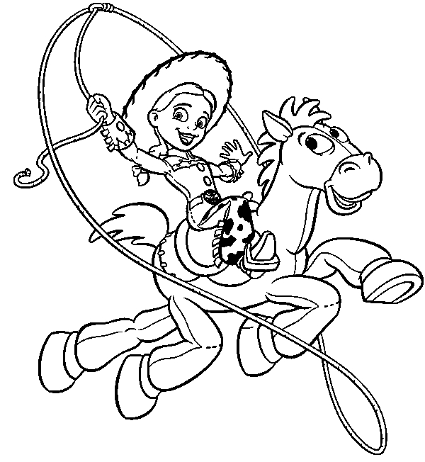 Coloriage de Woody et Buzz dans une aventure de Toy Story