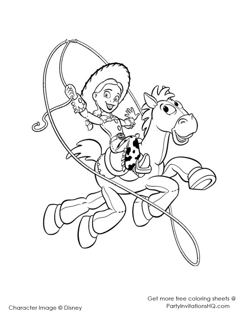 Coloriage de Woody et Buzz dans un décor de jouets