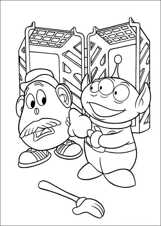 Coloriage de Woody et Buzz dans un décor de chambre d'enfant