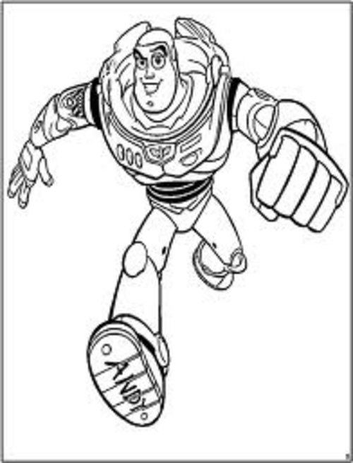 Coloriage de Buzz l'Éclair et Woody dans une scène de Toy Story