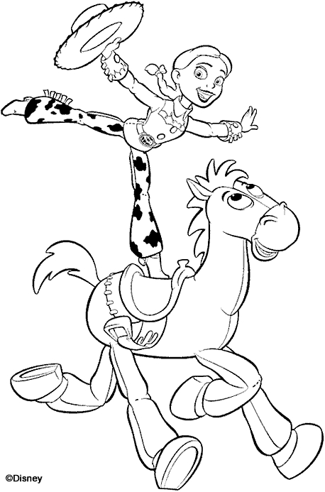 Coloriage de personnages de Toy Story dans une scène de jeu