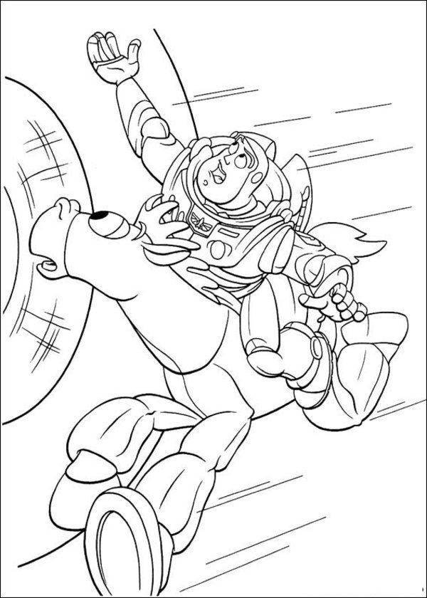 Coloriage d'une scène emblématique de Toy Story avec Woody et Buzz