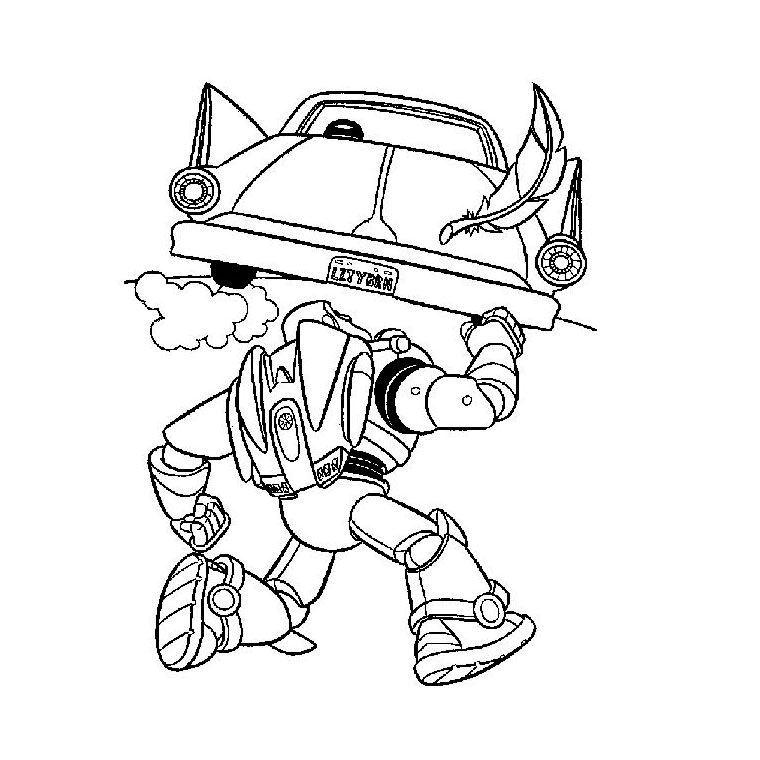 Coloriage de la scène emblématique de Toy Story avec Woody et Buzz