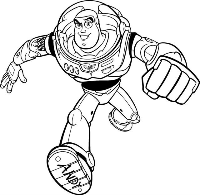 Coloriage de Woody et Buzz Lightyear dans une scène d'aventure