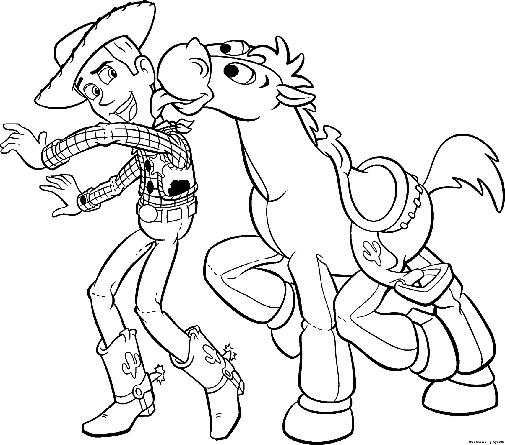 Coloriage de Woody et Buzz Lightyear en mission dans l'univers de Toy Story