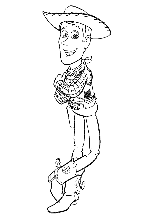 Coloriage de Woody et Buzz Lightyear en pleine aventure dans un décor de chambre