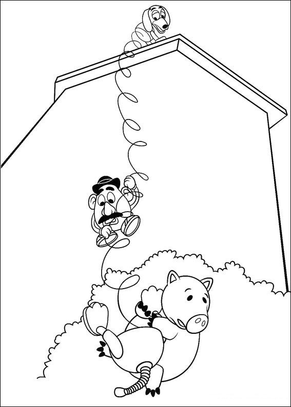 Coloriage des personnages emblématiques de Toy Story en pleine aventure