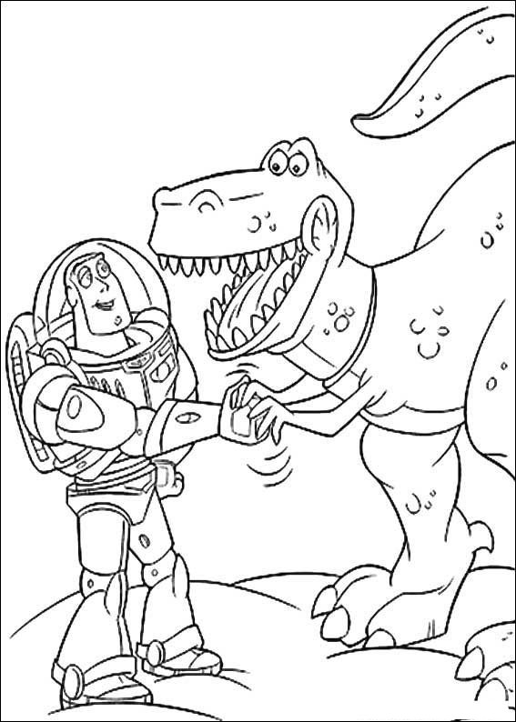 Coloriage Toy Story avec Woody et Buzz dans un décor d'aventure