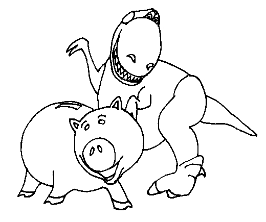 Coloriage représentant Woody et Buzz Lightyear dans une scène de Toy Story
