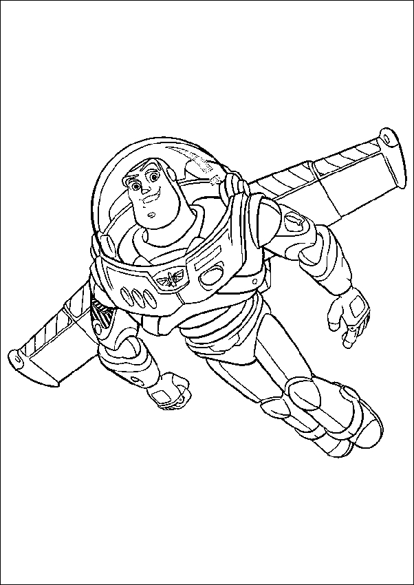 Scène de coloriage avec des jouets emblématiques de Toy Story en pleine action
