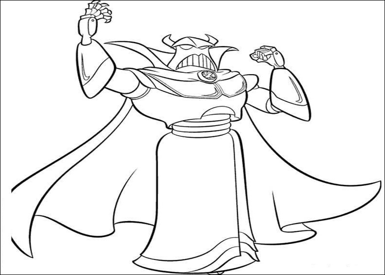 Coloriage de Buzz l'Éclair et Woody dans une scène emblématique de Toy Story