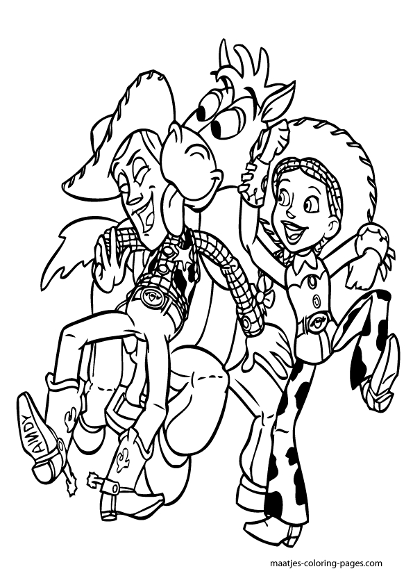 Coloriage de Buzz l'Éclair et Woody dans une scène de Toy Story