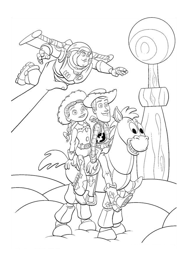 Coloriage de Woody et Buzz l'Éclair en pleine aventure