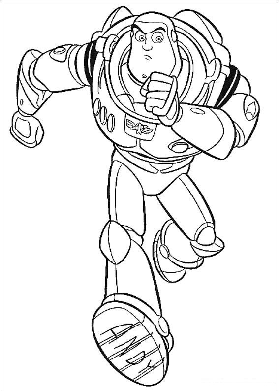 Coloriage de Woody et Buzz dans un décor de jouets