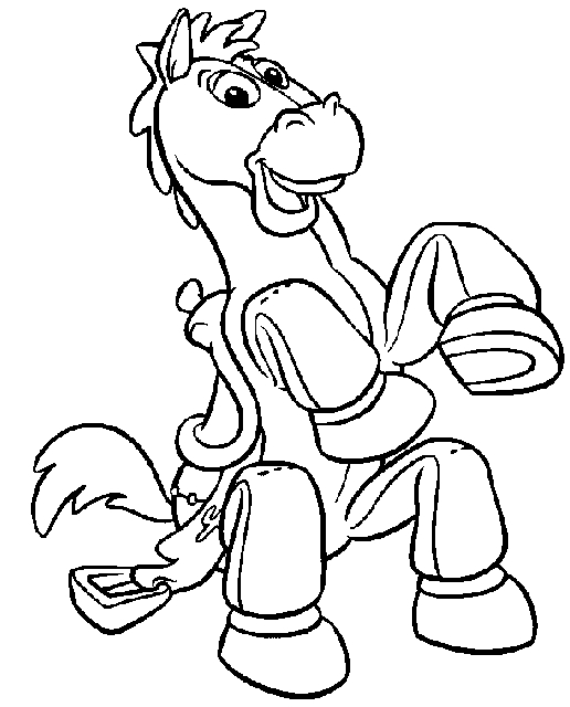 Coloriage de la scène de Toy Story avec Woody et Buzz dans un décor de chambre