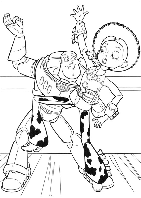 Coloriage d'un groupe de jouets en pleine aventure Coloriage d'un groupe de jouets en pleine aventure