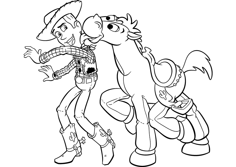 Coloriage de Buzz l'Éclair et Woody dans une aventure amusante