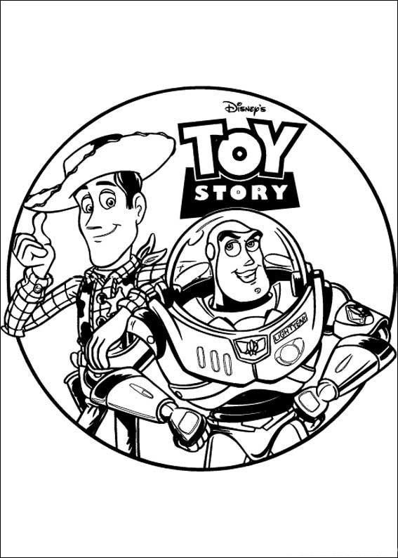 Coloriage de Woody et Buzz lors d'une aventure dans le monde des jouets