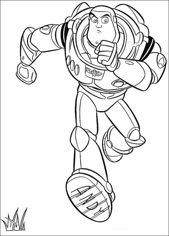 Coloriage de Buzz l'Éclair et Woody en pleine aventure dans Toy Story