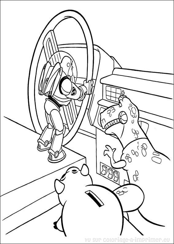 Coloriage de Woody et Buzz Lightyear dans un décor de jouets