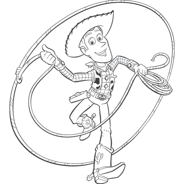 Coloriage de Woody et Buzz Lightyear dans un décor de jouets Coloriage de Woody et Buzz Lightyear dans un décor de jouets