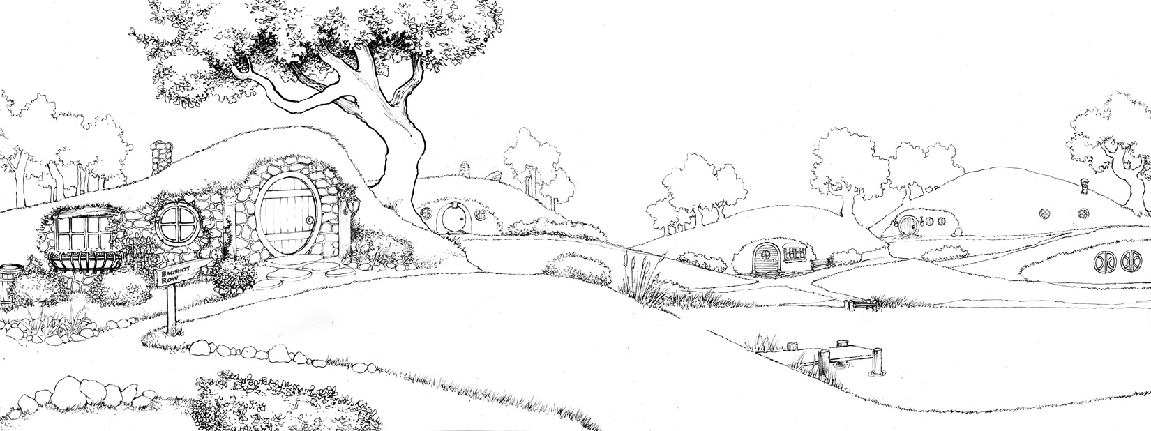 Scène de Bilbo Baggins explorant la nature entouré de créatures fantastiques