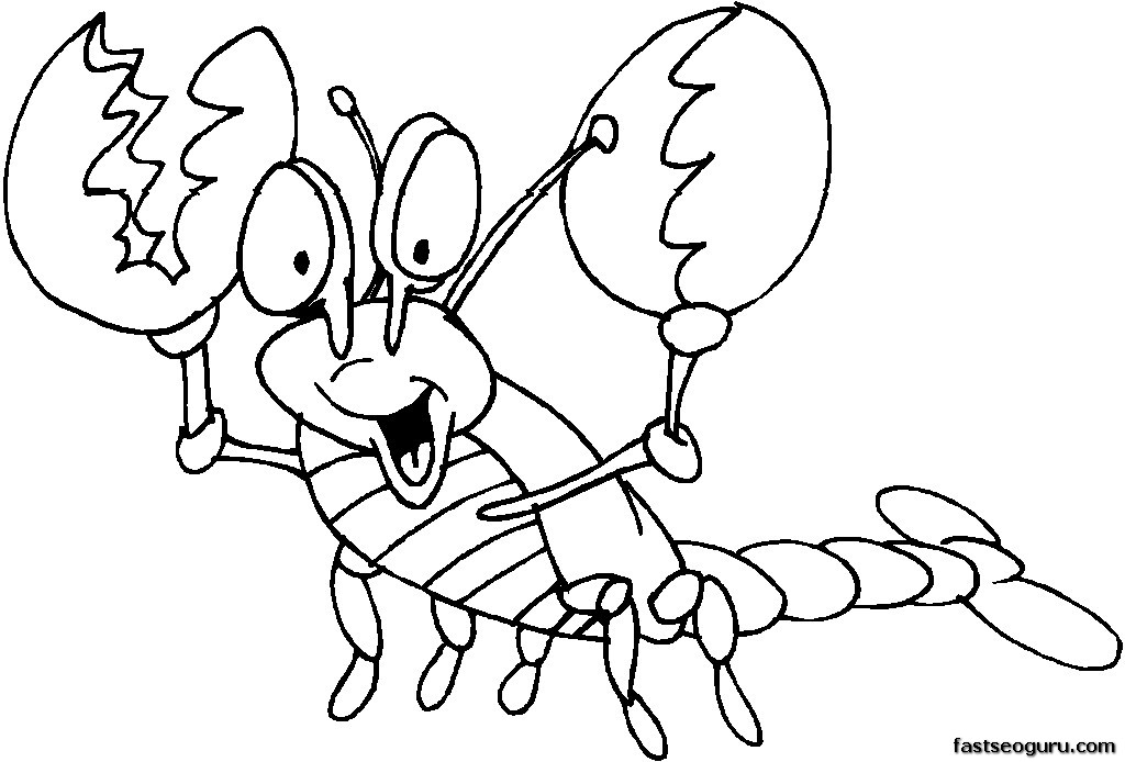 Coloriage d'un homard sur fond marin