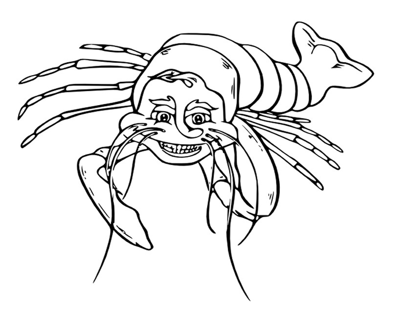 Coloriage d'un homard sur fond marin