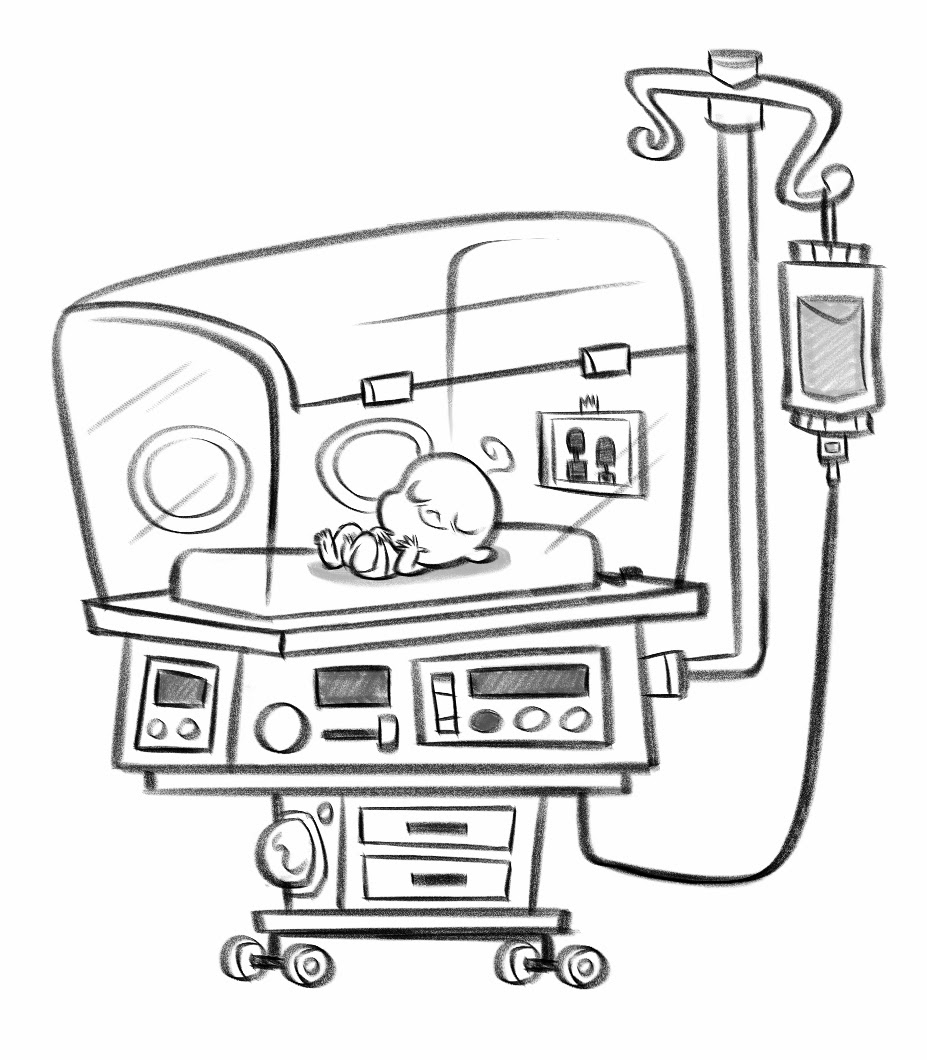 Scène d'un hôpital avec des enfants et des professionnels de santé