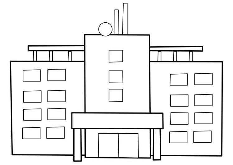 Coloriage d'un hôpital avec des personnages soignant un patient