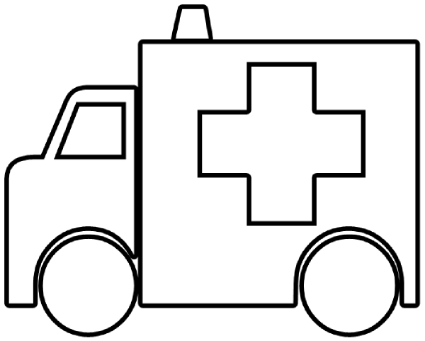 Coloriage d'un hôpital avec des soignants et des patients