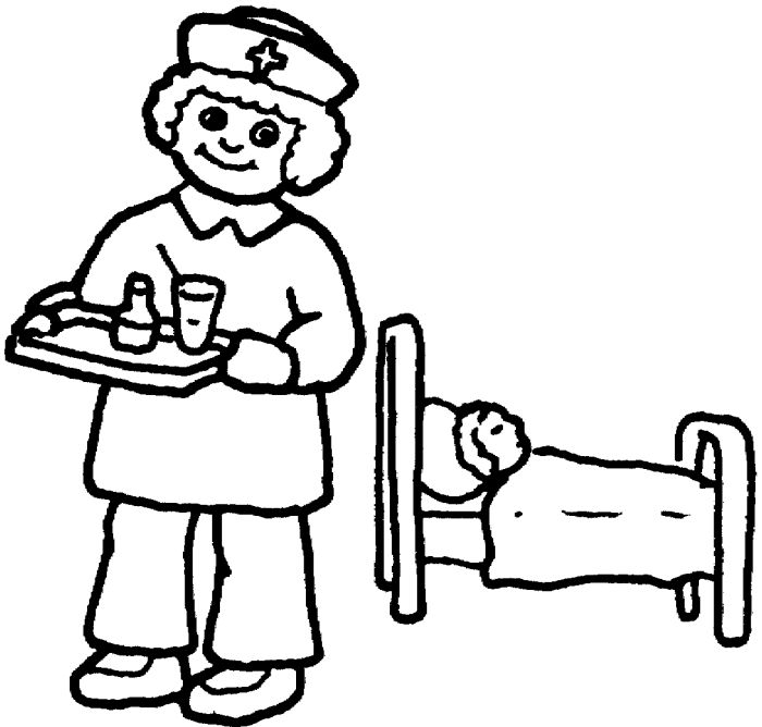 Coloriage d'un hôpital avec des personnages et un environnement accueillant