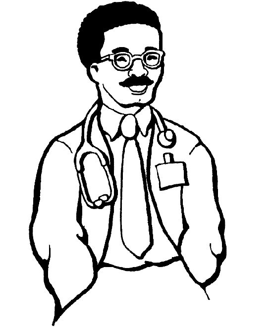 Coloriage d'un hôpital avec des enfants et des soignants
