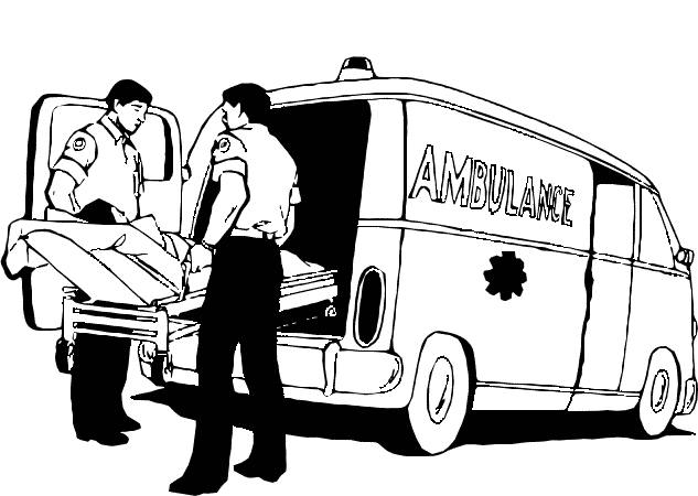 Coloriage d'un hôpital avec des enfants et des soignants
