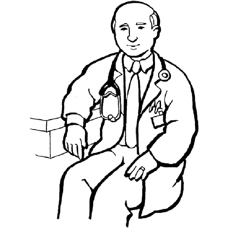 Coloriage d'un hôpital avec des médecins et des enfants