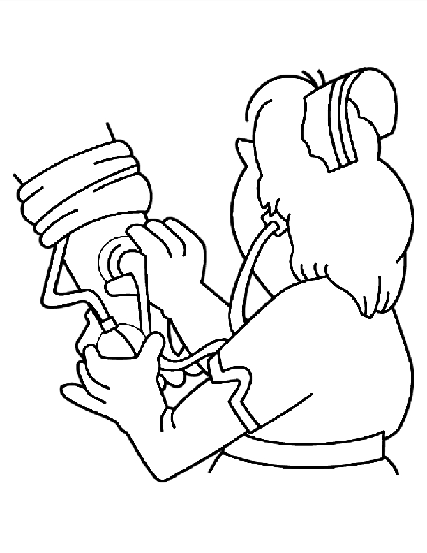 Coloriage d'un hôpital avec un personnel médical et des enfants
