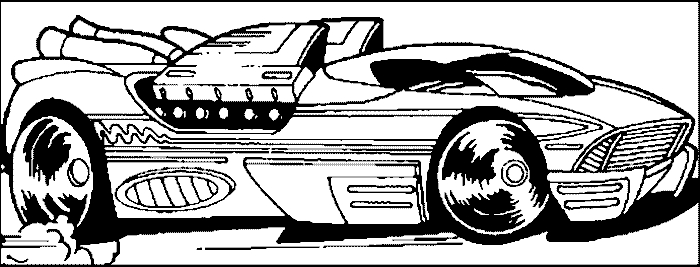 Coloriage d'une voiture Hot Wheels sur une piste de course