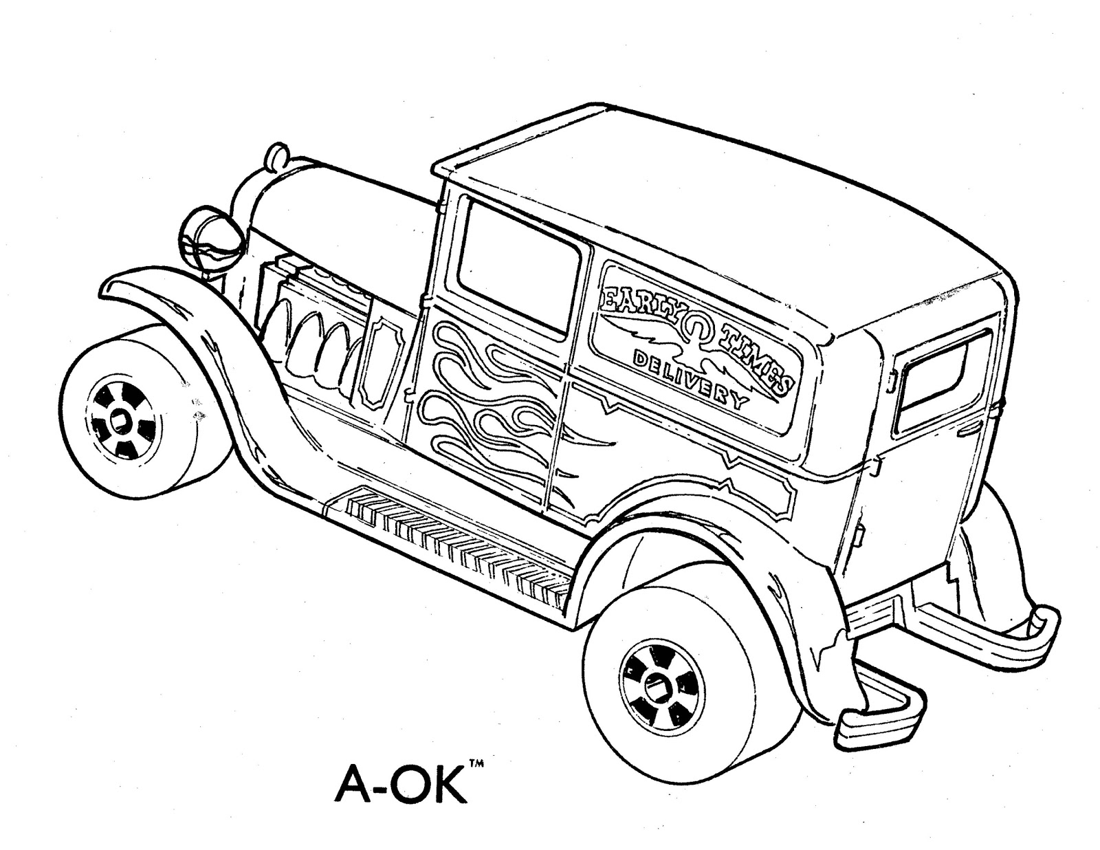 Coloriage de la voiture Hot Wheels en pleine course sur un circuit
