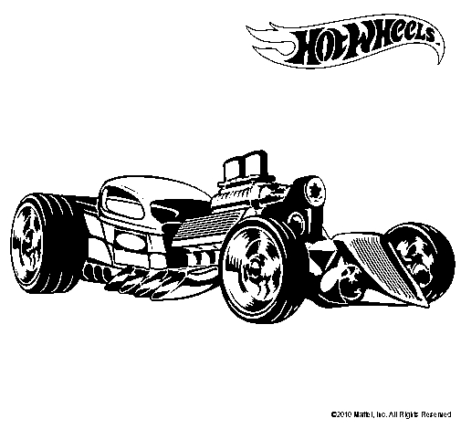 Voiture Hot Wheels en pleine course sur une piste sinueuse Voiture Hot Wheels en pleine course sur une piste sinueuse