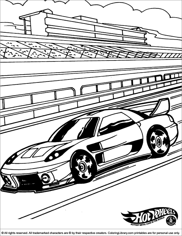 Coloriage de voiture Hot Wheels sur une route dynamique