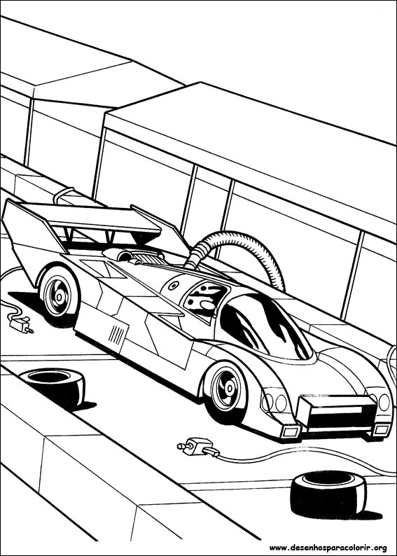 Voiture Hot Wheels en pleine course sur un circuit stylisé