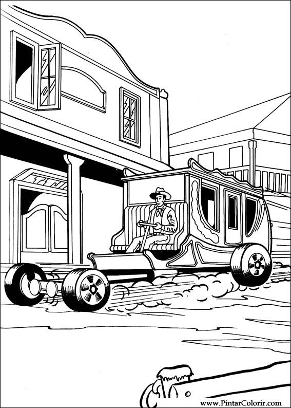 Coloriage de voiture Hot Wheels sur un circuit de course