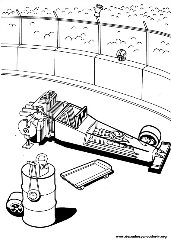 Coloriage de voiture de course Hot Wheels sur un circuit