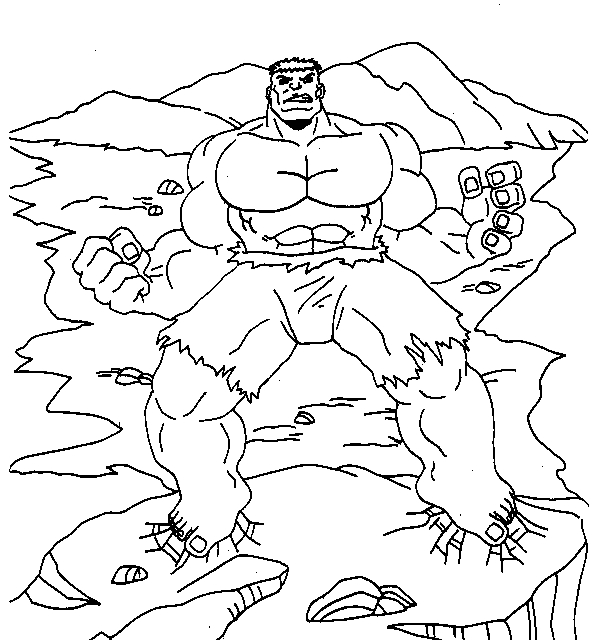 Hulk en pleine action au milieu des décombres