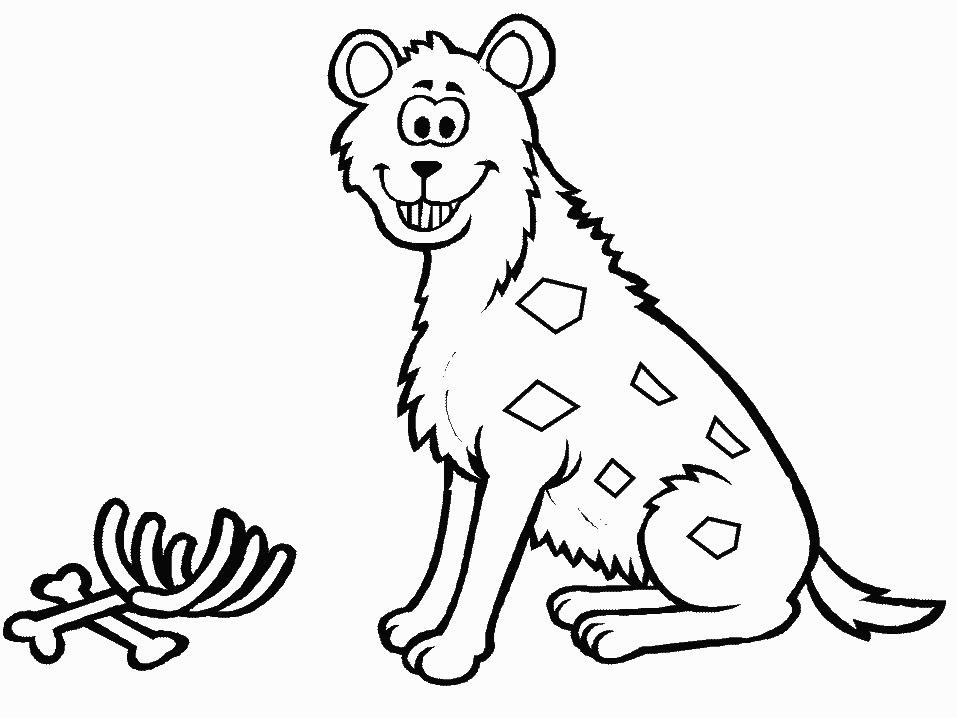 Coloriage d'une hyène dans un environnement naturel